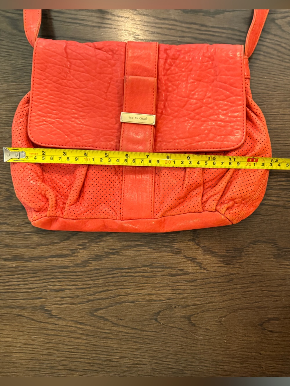 See by Chloe Red Coral Women's Crossbody Bag with Front Flap Vintage - Picture 11 of 13